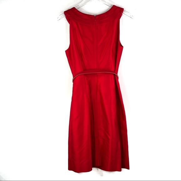 Kate Spade Carlyle Dress Red Satin Belted Bow Neckline Sheath Sleeveless 8 - Picture 2 of 4